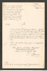 k.k. naturhistorisches Hofmuseum, Intendanzakten 1885-1896 (Hauer), Aktenzahl Z.618/1889, Seite 1